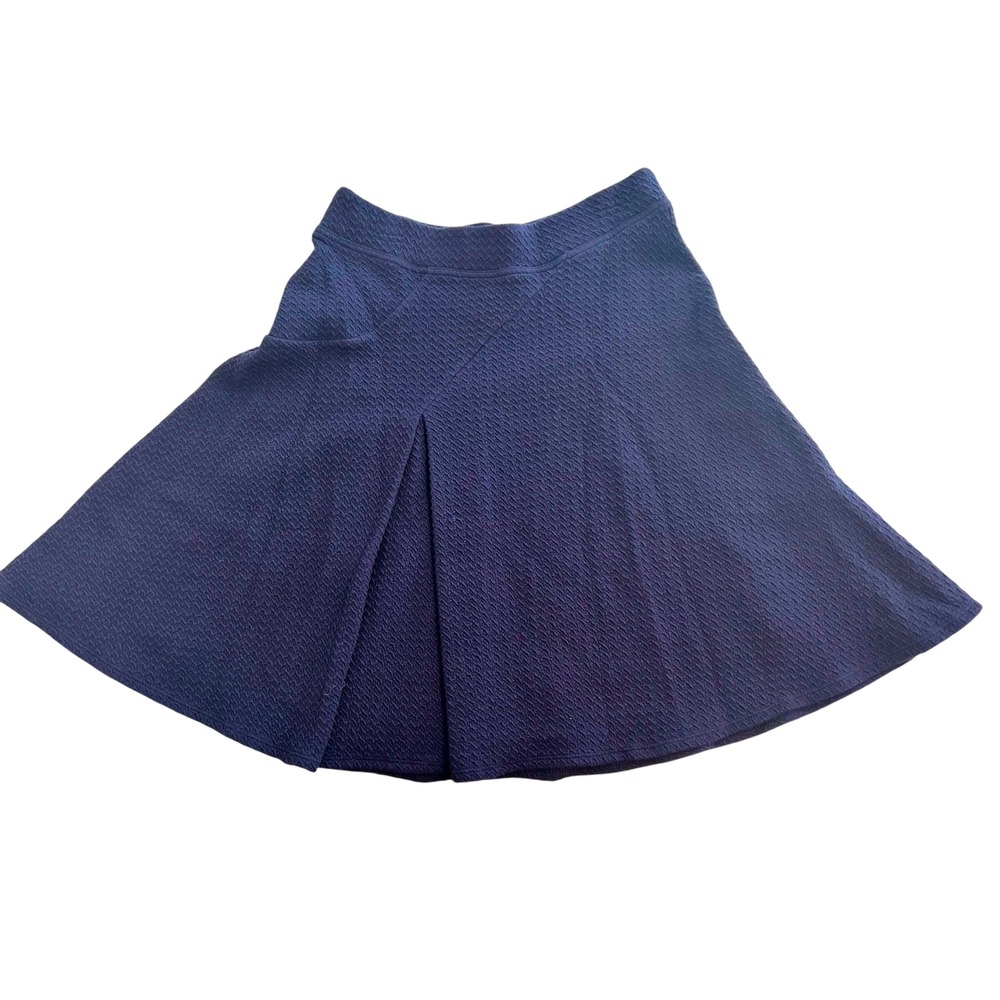 Anthropologie HD in Paris Women's Navy Blue Textured Pleated A-Line Skirt XS NWT